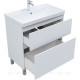 Тумба под раковину Aquanet Вега 80 напольная 2 ящика белый глянец 00344123
