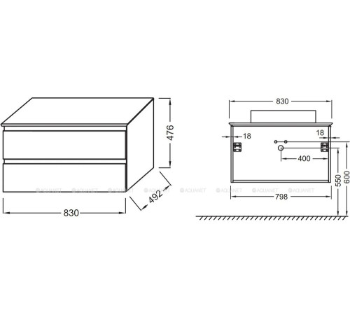 Тумба со столешницей Jacob Delafon MADELEINE 80 см с подсветкой белый матовый EB2083-J51
