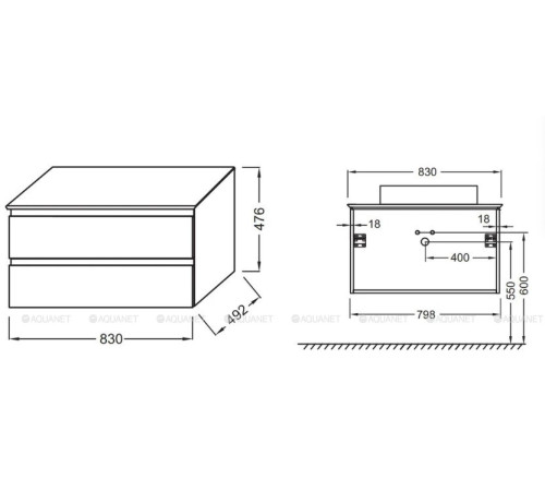 Тумба со столешницей Jacob Delafon MADELEINE 80 см с подсветкой белый блестящий EB2083-J5