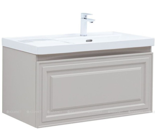 Тумба с раковиной Aquanet Агата 90 L 1 ящик бежевый 00365937