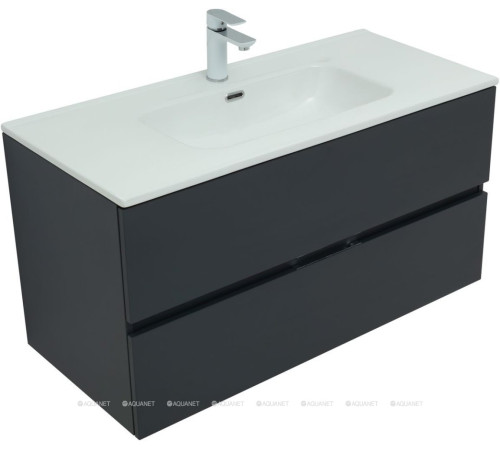 Тумба с раковиной Aquanet Алвита new 100 2 ящика антрацит 00274139