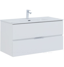 Тумба с раковиной Aquanet Алвита new 100 2 ящика белый матовый 00274014