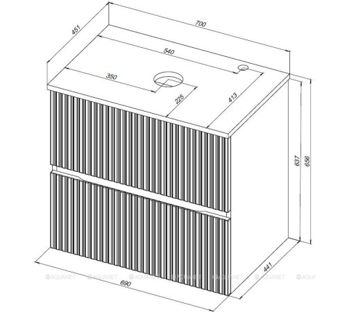 Тумба с раковиной Aquanet Джейн 70 белый матовый раковина Фортуна 00332530