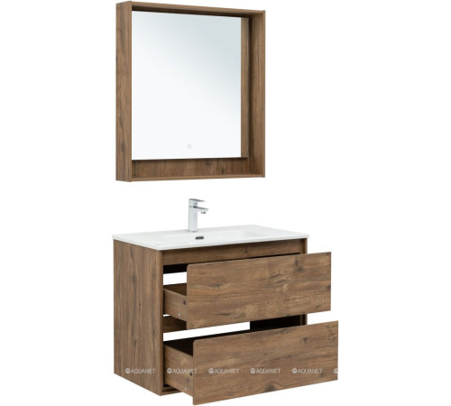 Тумба с раковиной Aquanet Милан 80 дуб рустикальный 00340164