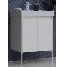 Тумба с раковиной Aquanet Nova Lite 60 2 двери белый глянец 00302523