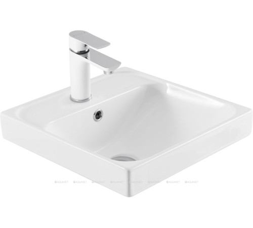 Тумба с раковиной Aquanet Слим 40 напольная 2 ящика белый сатин 00348174