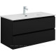 Тумба с раковиной Aquanet Вега 2.0 100 Flat 2 ящика черный 00344765