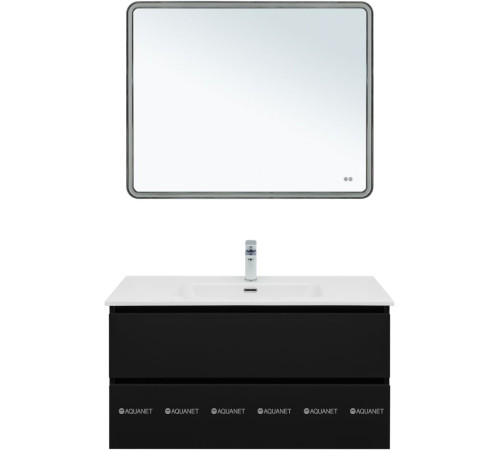 Тумба с раковиной Aquanet Вега 2.0 100 Flat 2 ящика черный 00344765