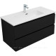 Тумба с раковиной Aquanet Вега 2.0 100 Flat 2 ящика черный 00344765