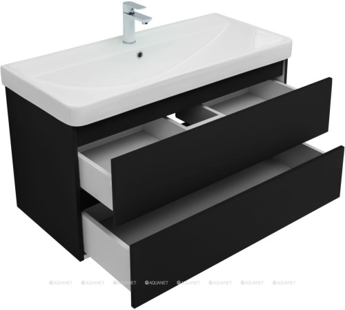Тумба с раковиной Aquanet Вега 2.0 100 Ирис 2 ящика черный 00344745