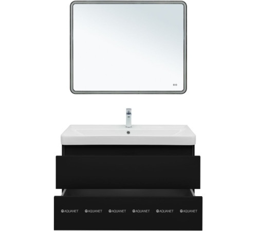 Тумба с раковиной Aquanet Вега 2.0 100 Ирис 2 ящика черный 00344745