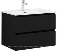 Тумба с раковиной Aquanet Вега 2.0 70 черная 2 ящика с раковиной Flat 00344766