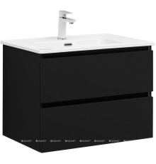 Тумба с раковиной Aquanet Вега 2.0 70 черная 2 ящика с раковиной Flat 00344766