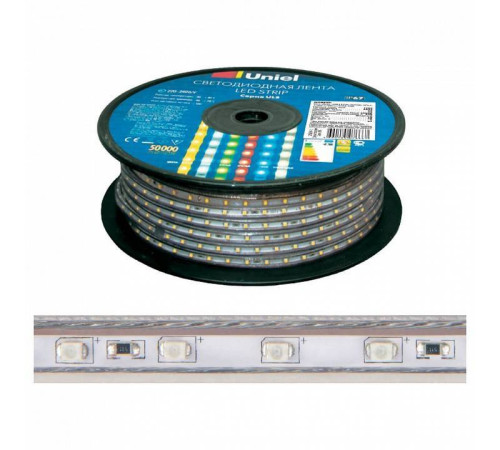 Светодиодная лента Uniel ULS-S0802-60/WW 4.8 Вт/м 12V IP20 3000K UL-00000861