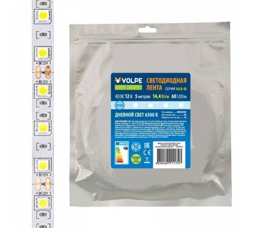 Лента светодиодная Volpe ULS-Q221 12В 4.8 Вт/м IP20 4000K UL-00004353