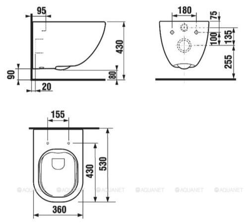 Унитаз подвесной Laufen Basal 530х360 мм Rimless с сиденьем 8.66E1.0.000.000.1
