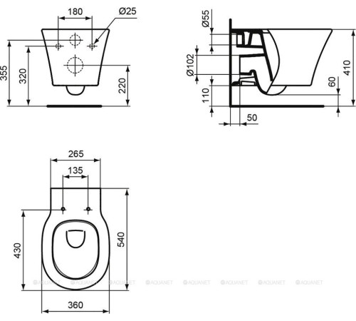 Комплект инсталляция Ideal Standard ProSys и унитаз Connect Air AquaBlade с сиденьем микролифт E212101