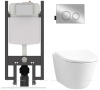 Комплект Jacob Delafon Bastille 360 унитаз подвесной с сиденьем и инсталляция с клавишей хром Set-Bastille360-CP