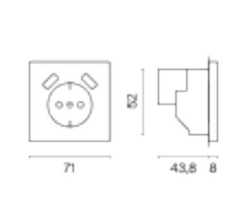 Розетка с заземлением и со шторкой и 2хUSB type A, без рамки Voltum S70 VLS040407