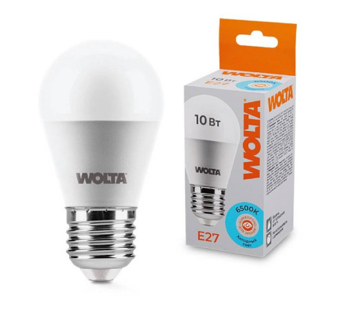 Лампа светодиодная Wolta E27 10Вт 6500K 25W45GL10E27