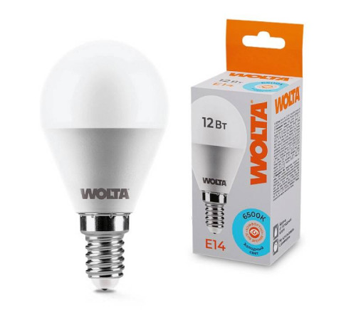Лампа светодиодная Wolta E14 12Вт 6500K 25W45GL12E14