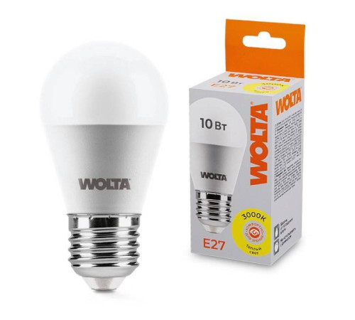 Лампа светодиодная Wolta E27 10Вт 3000K 25Y45GL10E27