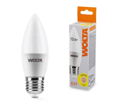 Лампа светодиодная Wolta E27 12Вт 3000K 25YC12E27