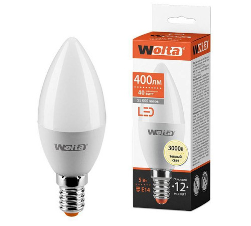 Лампа светодиодная Wolta E14 5Вт 3000K 25YC5E14