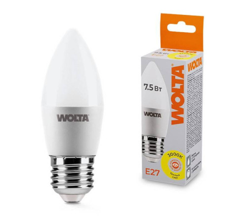 Лампа светодиодная Wolta E27 7.5Вт 3000K 25YC7.5E27