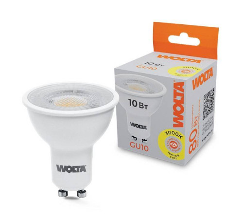 Лампа светодиодная Wolta GU10 10Вт 3000K WSTD-PAR16-220V10W3KGU10-L