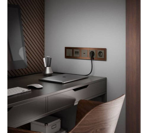 Выключатель двухклавишный без рамки Werkel серо-коричневый W1120007