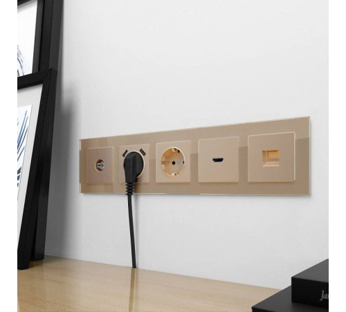 Накладка для розетки с заземлением и 2хUSB Werkel шампань W1179511 (шампань)