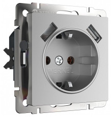 Розетка с заземлением и со шторкой и 2хUSB, без рамки Werkel  W1171506