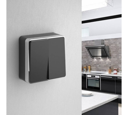 Выключатель двухклавишный Werkel Gallant (черный/хром) W5020035