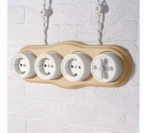 Розетка с заземлением, без рамки Werkel Ретро белый W5671001