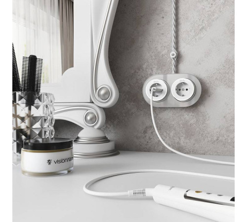 Розетка с заземлением Werkel Vintage белый, хром W5871050