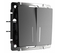 Выключатель двухклавишный с подсветкой без рамки Werkel графит матовый W1120164