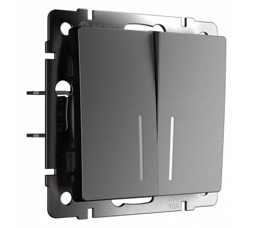 Выключатель двухклавишный с подсветкой без рамки Werkel графит матовый W1120164