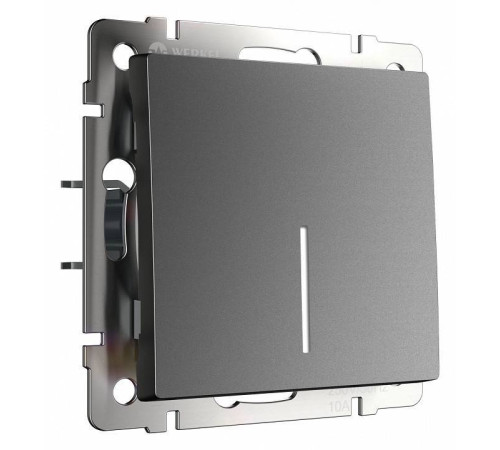 Выключатель проходной одноклавишный с подсветкой без рамки Werkel графит матовый W1112164