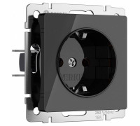 Розетка с заземлением и с шторками, без рамки Werkel Черный акрил W1171148