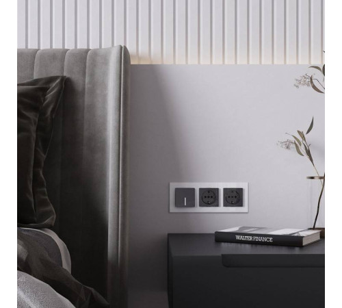 Розетка с заземлением и с шторками, без рамки Werkel Черный акрил W1171148