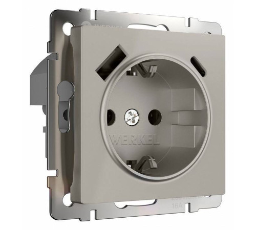 Розетка с заземлением и со шторкой и 2хUSB type A и C, без рамки Werkel дымчатый W1271704