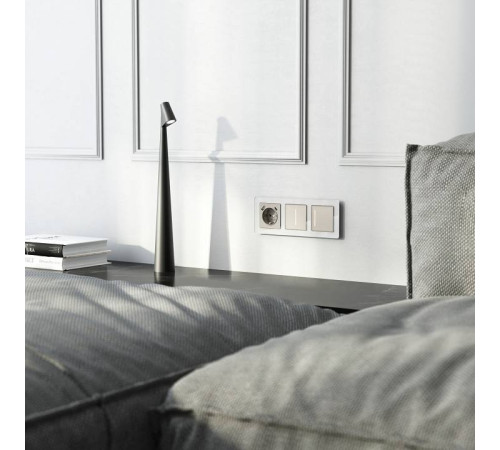 Розетка с заземлением и со шторкой и 2хUSB type A и C, без рамки Werkel дымчатый W1271704