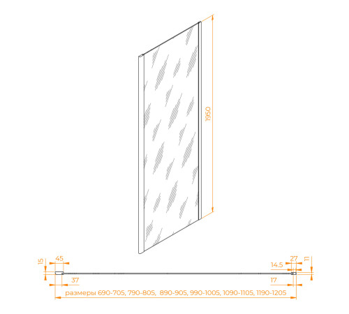 Боковая панель RGW Z-050-2 1100x1950 мм хром 352205211-11