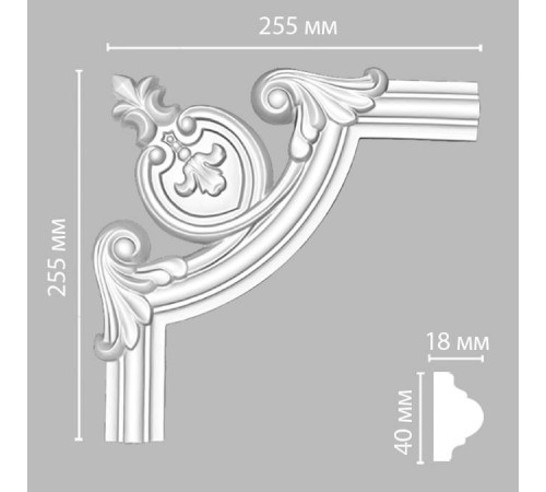 Угол декоративный DECOMASTER 255x255x18 мм 97010-5