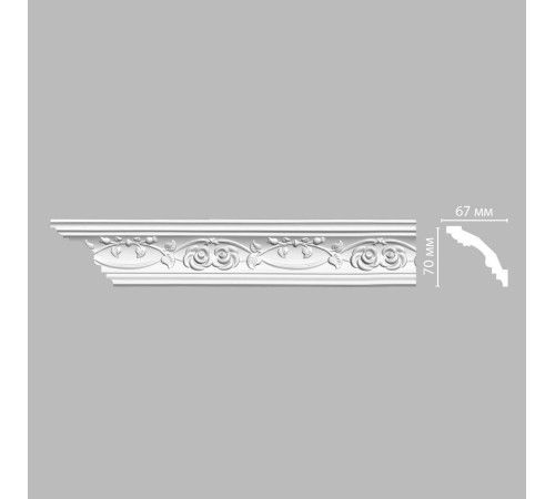 Плинтус потолочный DECOMASTER DT-9815 полиуретановый с орнаментом 67х70х2400 мм DT-9815
