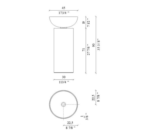 Раковина напольная Noorth SABA 45 Ø 45x90 см цвет Antracite 5830.CM02