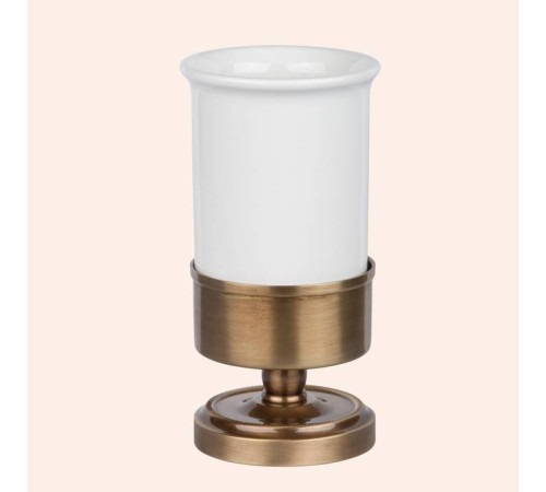 Стакан для зубных щеток настольный Tivoli World Bristol 190 керамический белый бронза TWBR190br