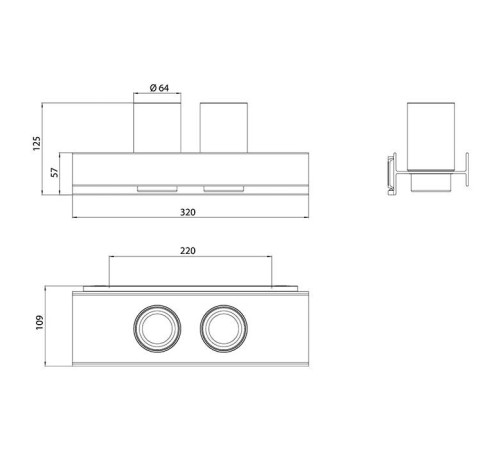 Стакан для зубных щеток emco Aura подвесной двойной черный 8525 134 00