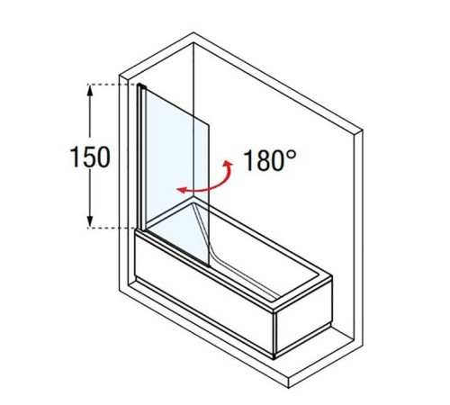Шторка на ванну Novellini Aurora 75х150 см хром AURORAN175-1K
